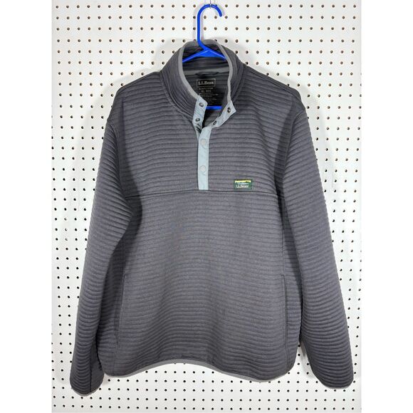 LL Bean Sweater Men Gray Airlight Pullover Snap Front size XL - Picture 1 of 6